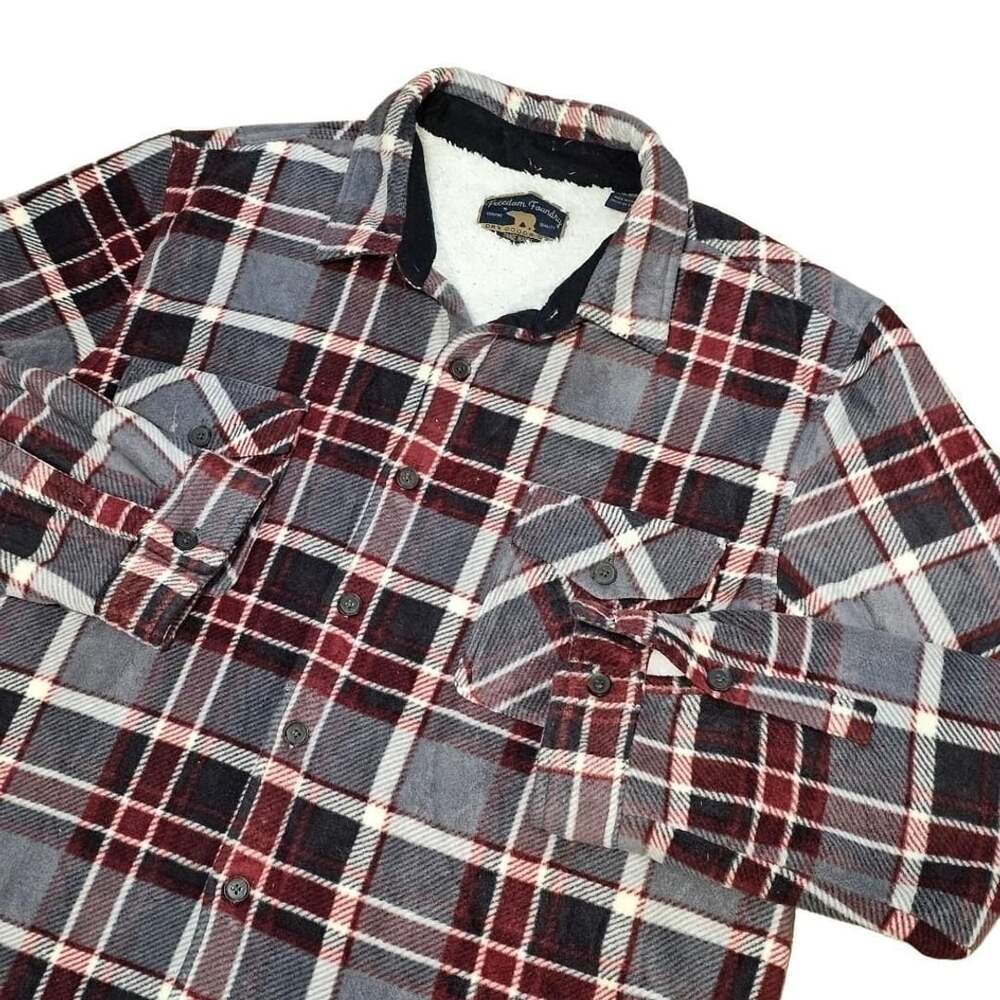 Freedom Foundry XXL Sherpa Lined Plaid Flannel Shirt Jacket Shacket